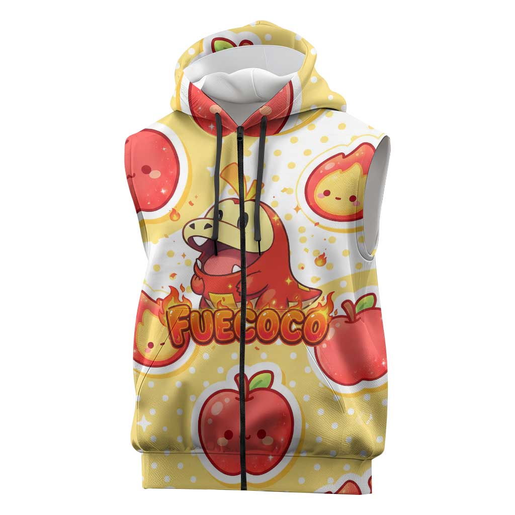 Fuecoco Sleeveless Zip Hoodie Kawaii Apple Flame Pop Art