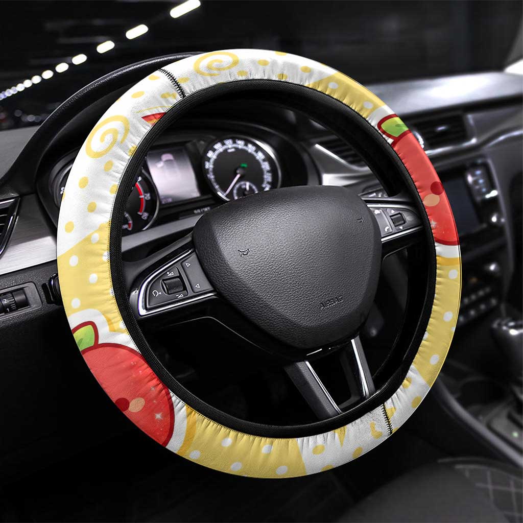 Fuecoco Steering Wheel Cover Kawaii Apple Flame Pop Art
