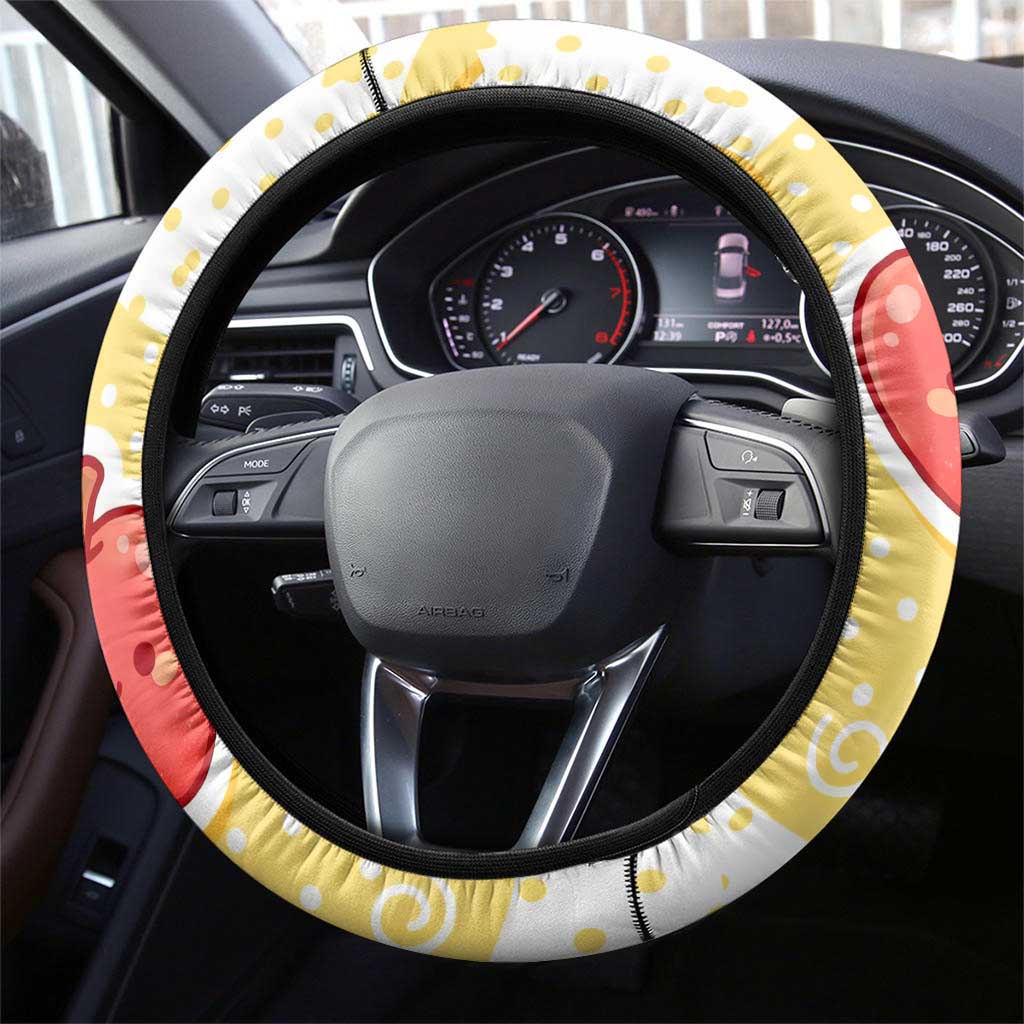 Fuecoco Steering Wheel Cover Kawaii Apple Flame Pop Art