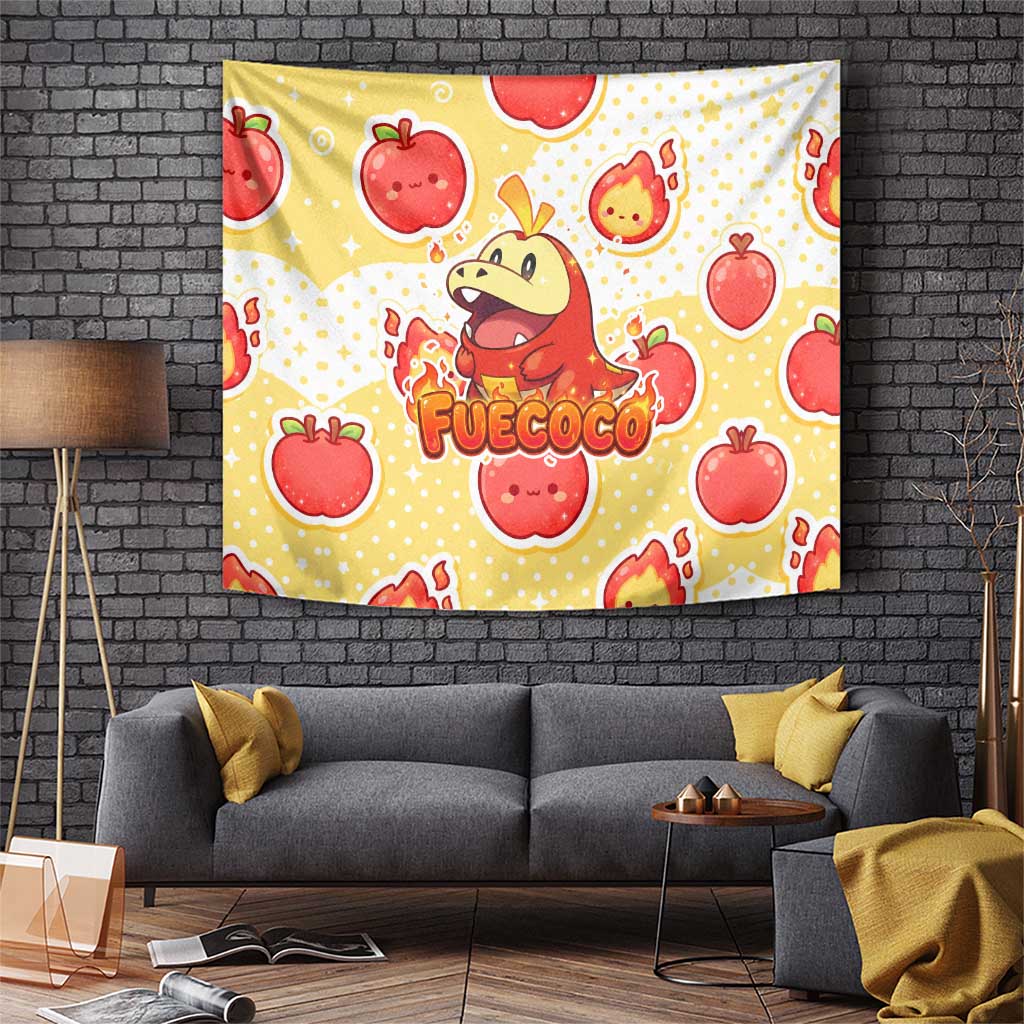 Fuecoco Tapestry Kawaii Apple Flame Pop Art