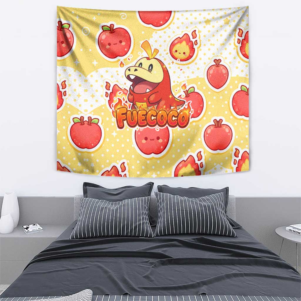 Fuecoco Tapestry Kawaii Apple Flame Pop Art