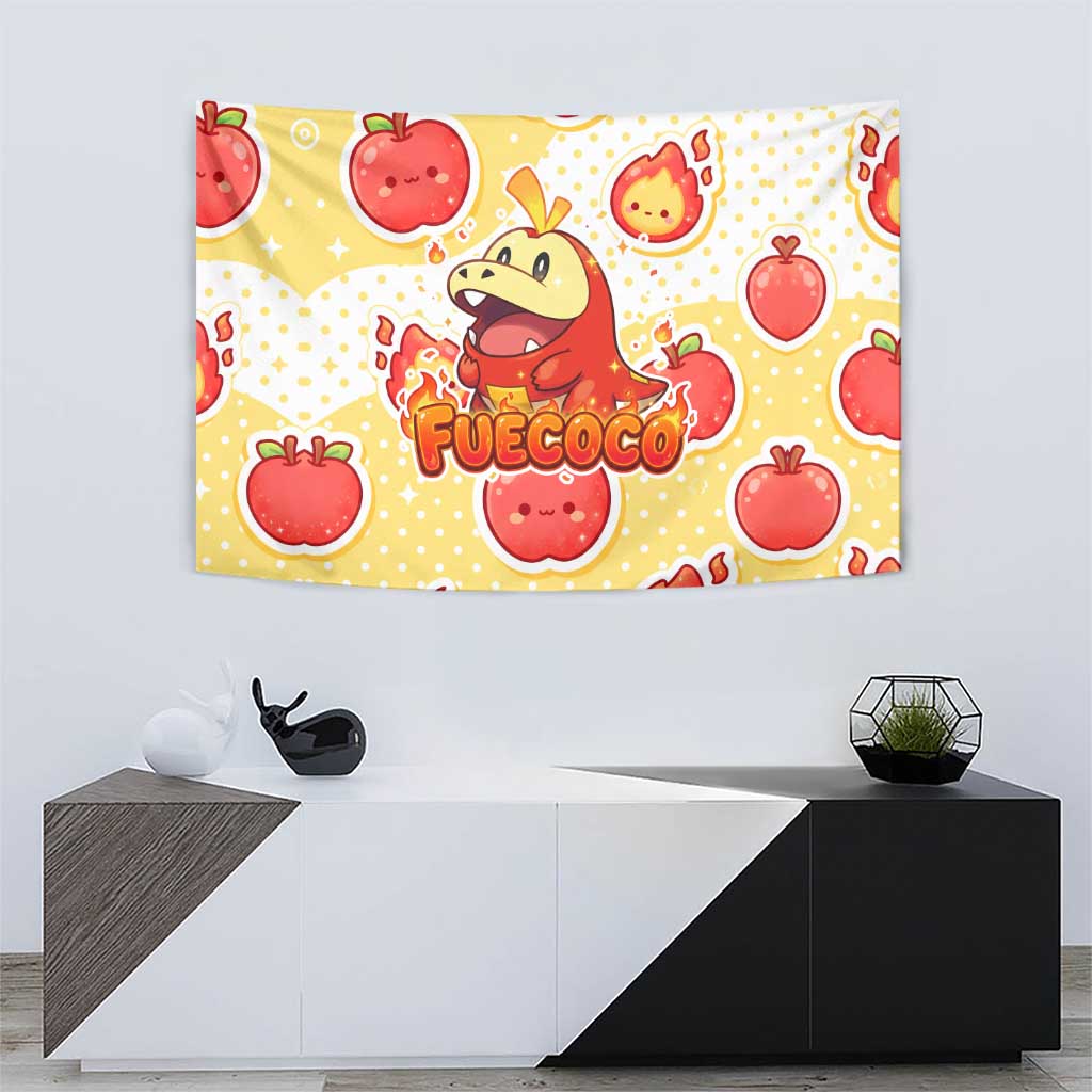 Fuecoco Tapestry Kawaii Apple Flame Pop Art