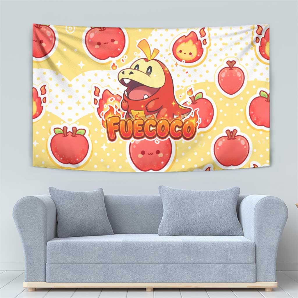 Fuecoco Tapestry Kawaii Apple Flame Pop Art