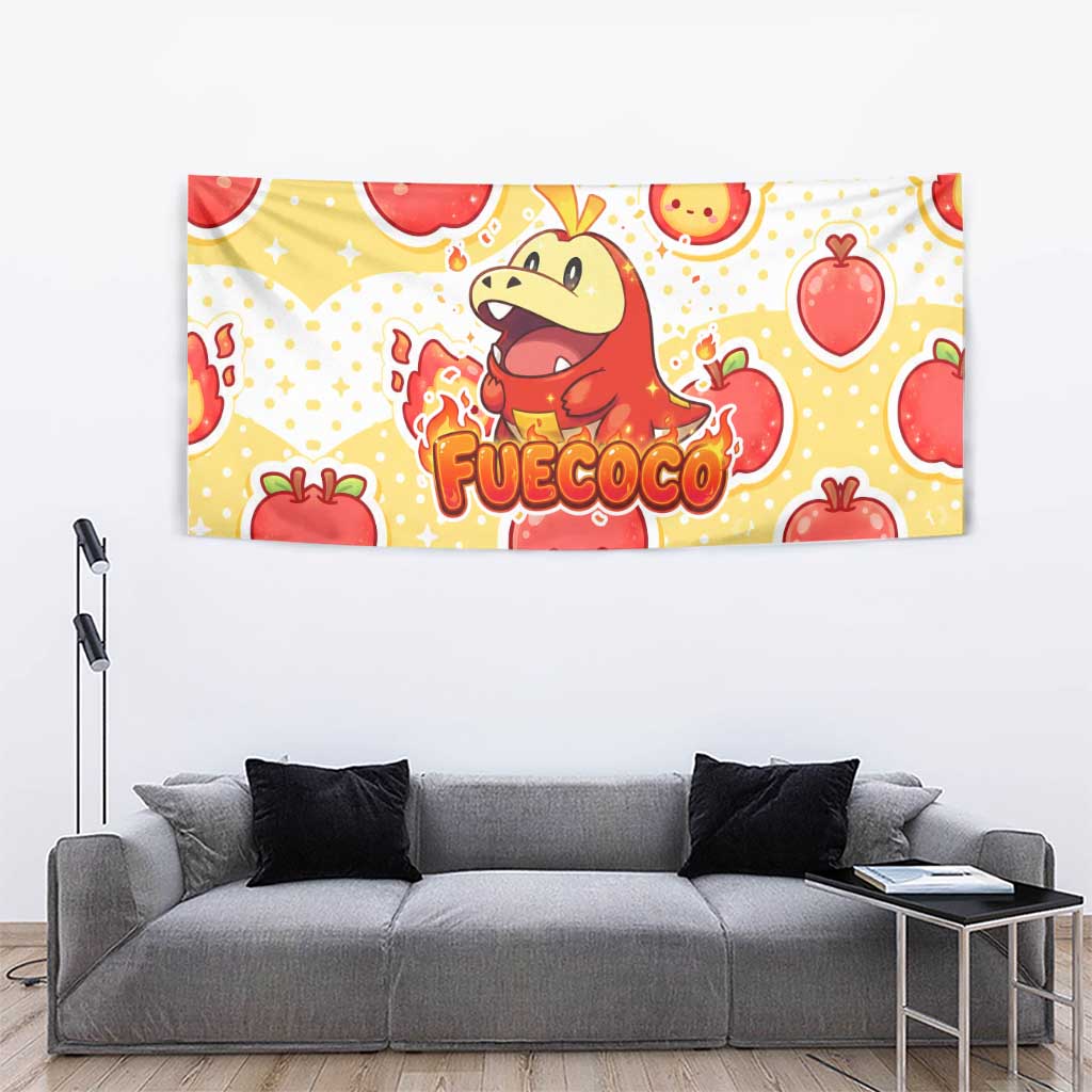 Fuecoco Tapestry Kawaii Apple Flame Pop Art