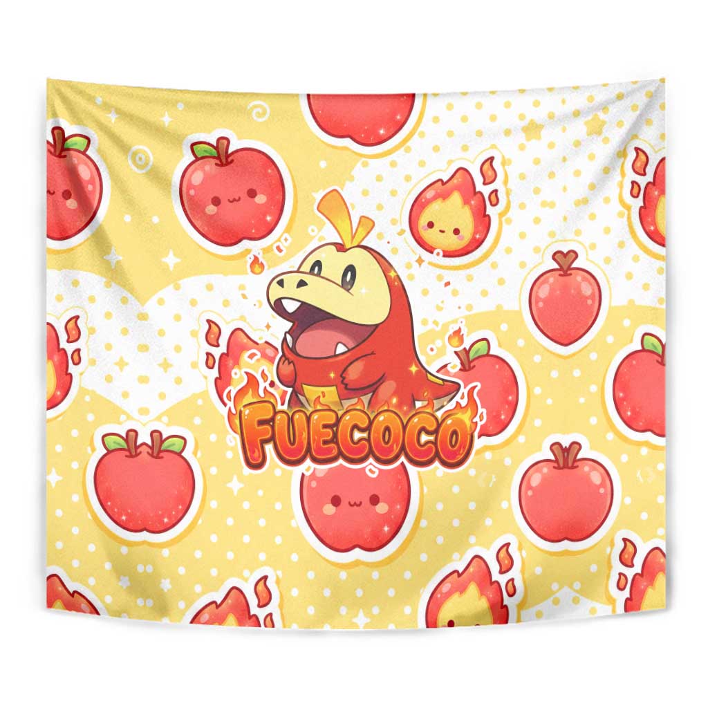 Fuecoco Tapestry Kawaii Apple Flame Pop Art