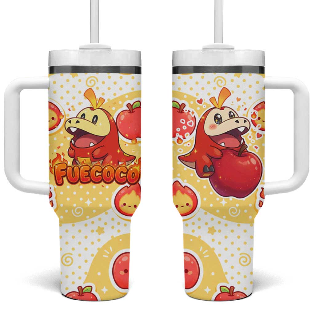 Fuecoco Tumbler With Handle Kawaii Apple Flame Pop Art