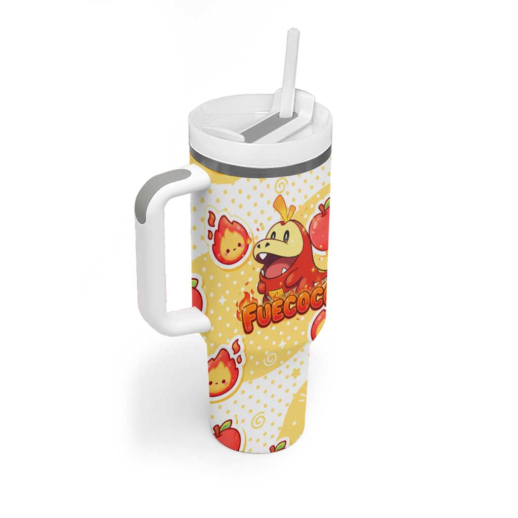 Fuecoco Tumbler With Handle Kawaii Apple Flame Pop Art