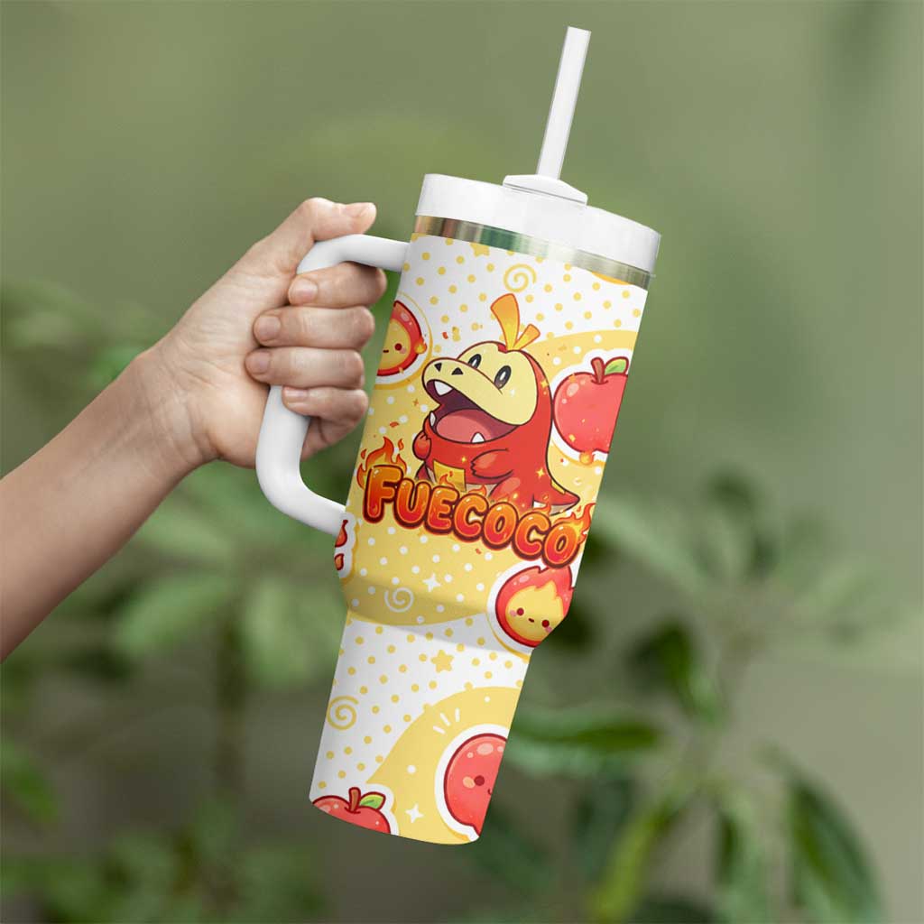 Fuecoco Tumbler With Handle Kawaii Apple Flame Pop Art