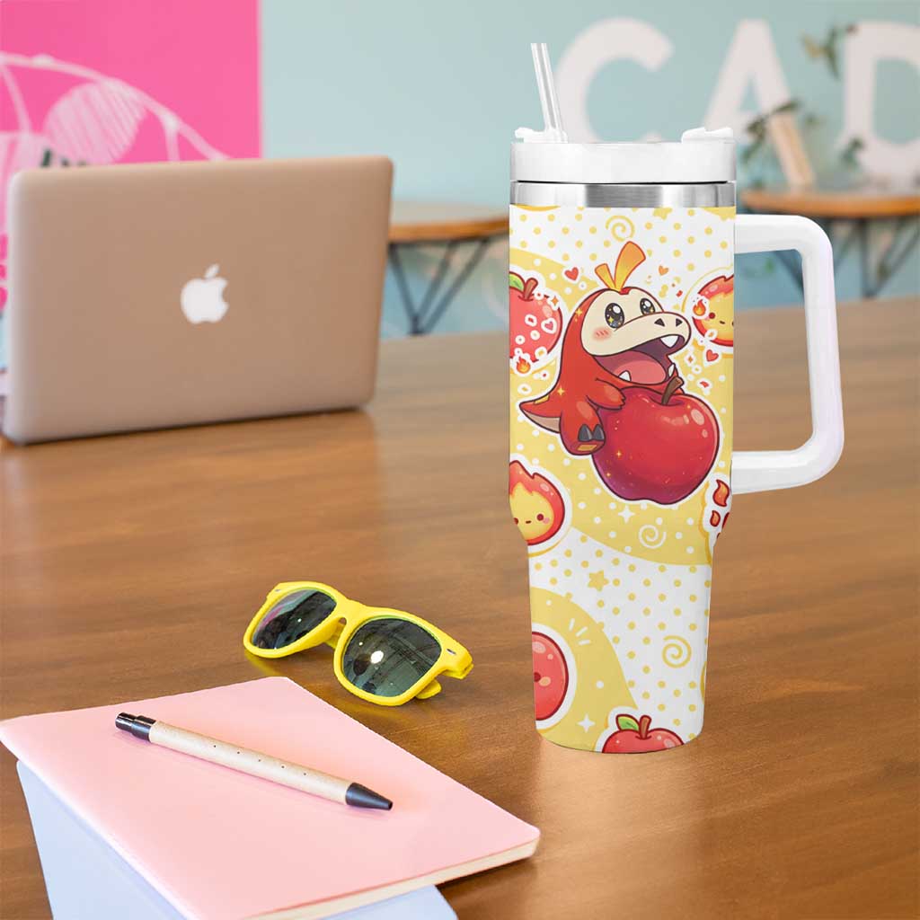 Fuecoco Tumbler With Handle Kawaii Apple Flame Pop Art