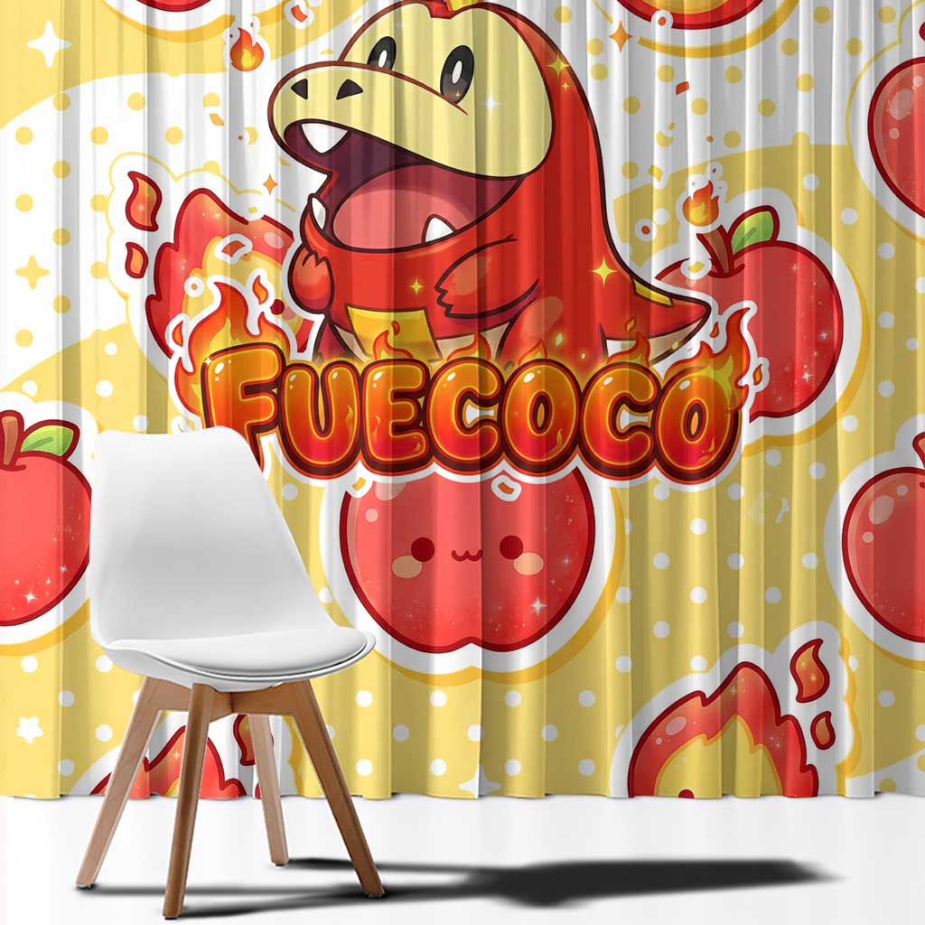 Fuecoco Window Curtain Kawaii Apple Flame Pop Art
