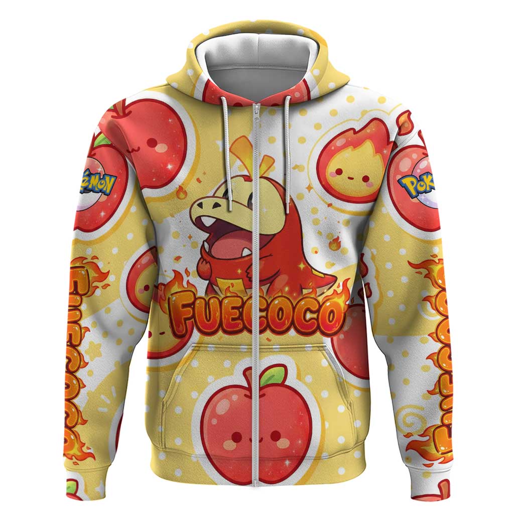Fuecoco Zip Hoodie Kawaii Apple Flame Pop Art