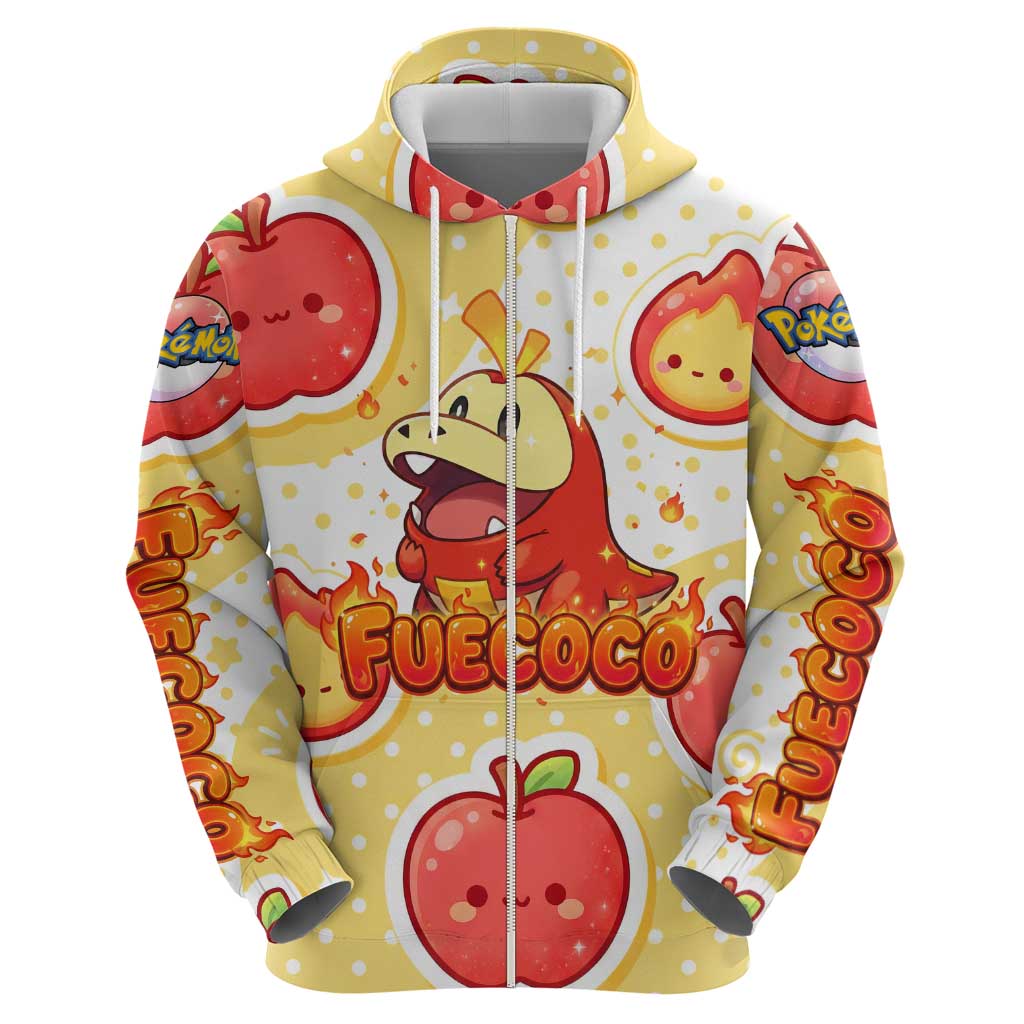Fuecoco Zip Hoodie Kawaii Apple Flame Pop Art
