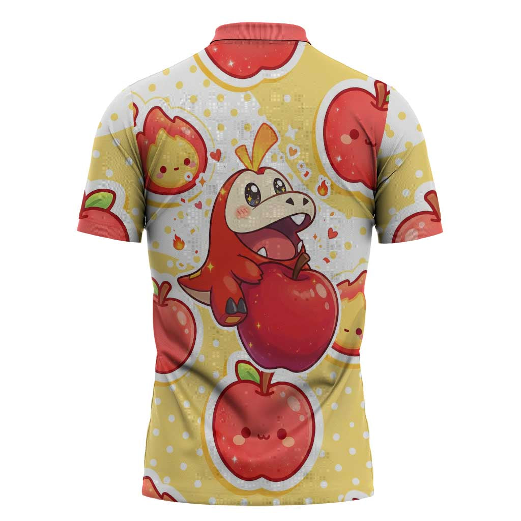 Fuecoco Zipper Polo Shirt Kawaii Apple Flame Pop Art