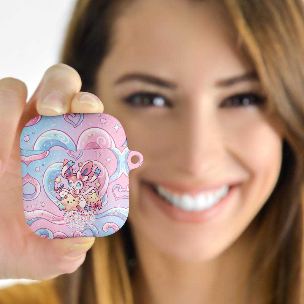 Sylveon AirPods Case Magical Pastel Heart Ribbon Art