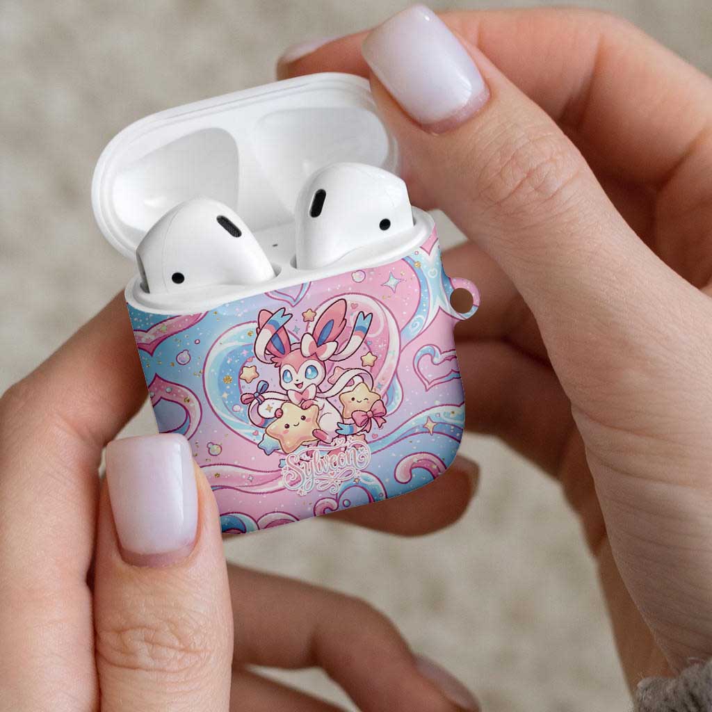 Sylveon AirPods Case Magical Pastel Heart Ribbon Art