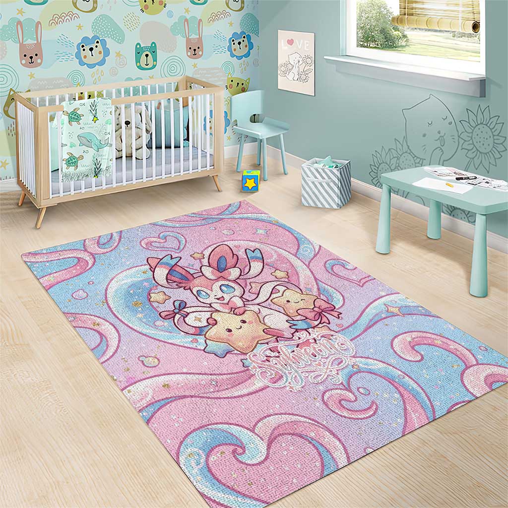 Sylveon Area Rug Magical Pastel Heart Ribbon Art