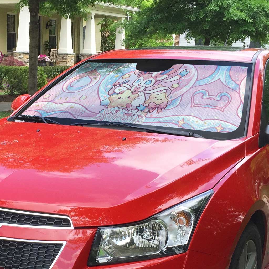 Sylveon Auto Sun Shade Magical Pastel Heart Ribbon Art