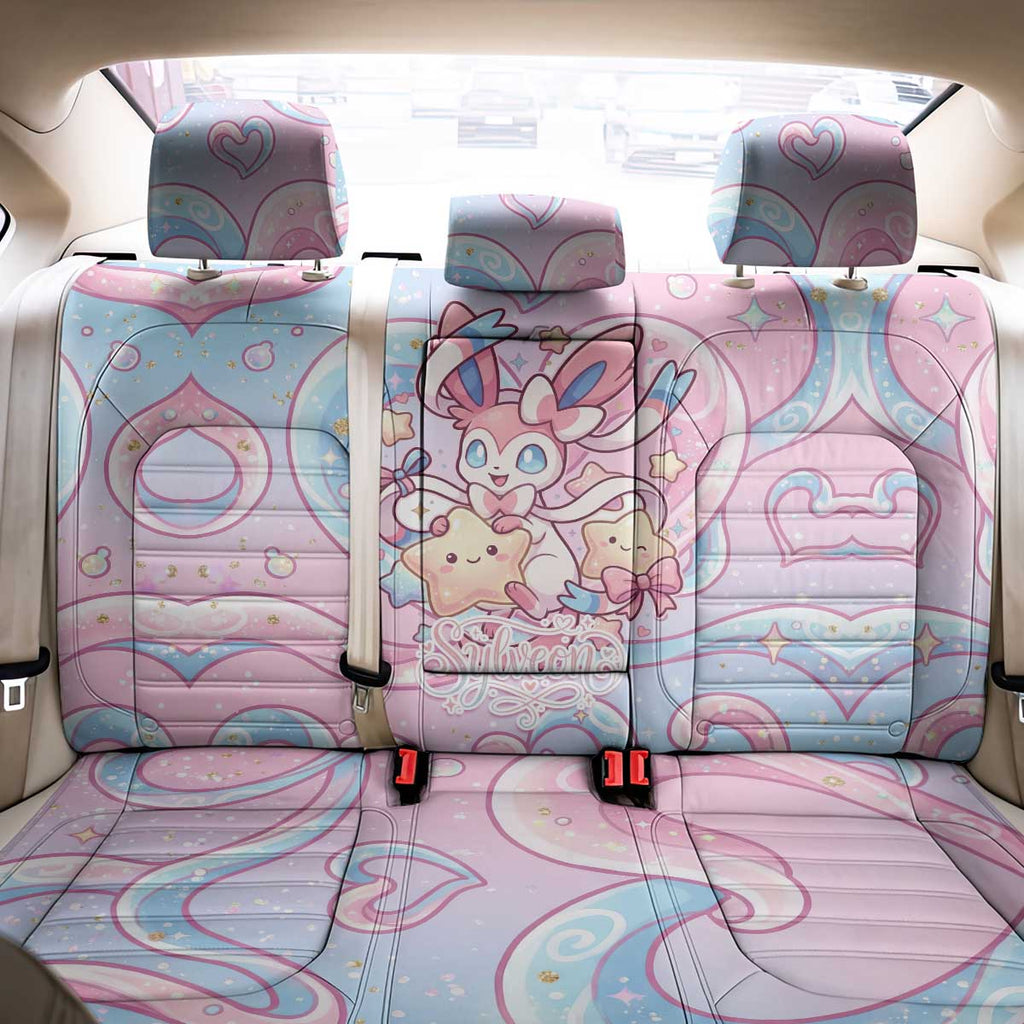 Sylveon Back Car Seat Cover Magical Pastel Heart Ribbon Art