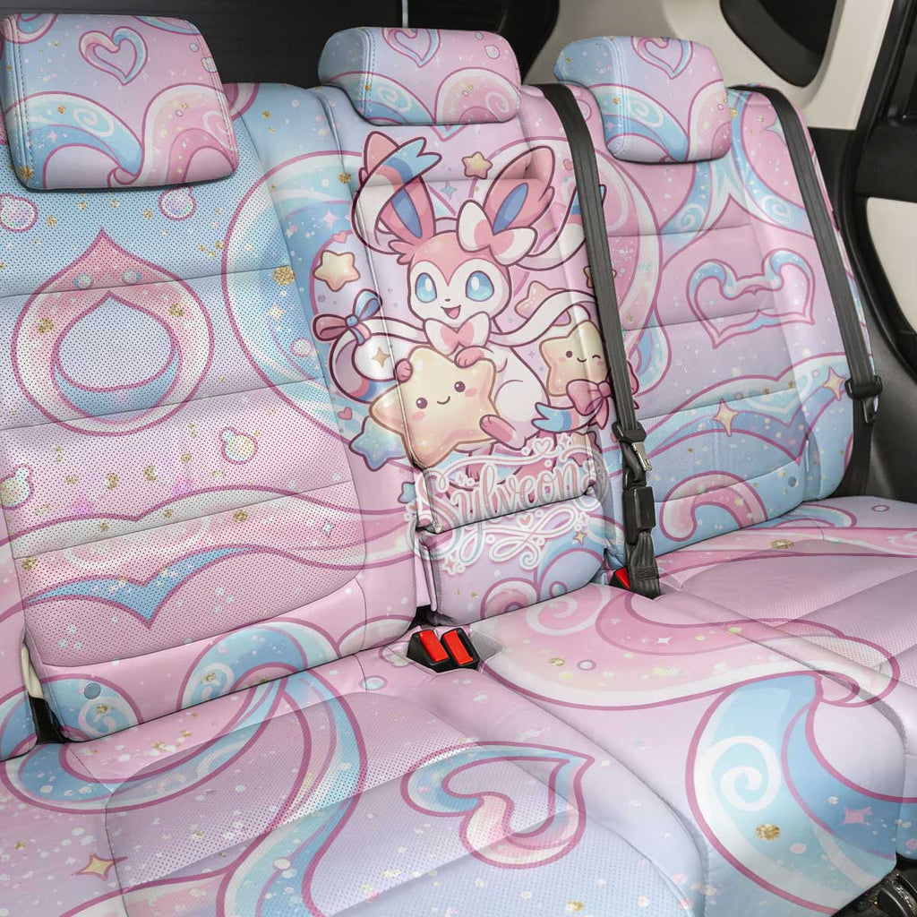 Sylveon Back Car Seat Cover Magical Pastel Heart Ribbon Art
