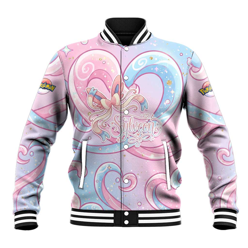 Sylveon Baseball Jacket Magical Pastel Heart Ribbon Art