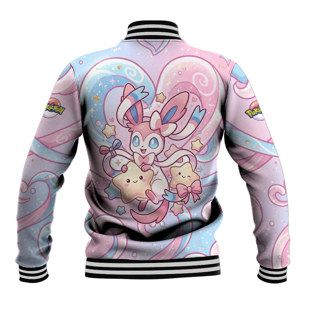 Sylveon Baseball Jacket Magical Pastel Heart Ribbon Art