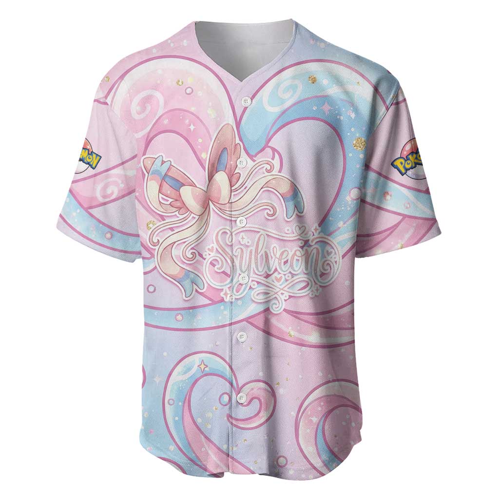 Sylveon Baseball Jersey Magical Pastel Heart Ribbon Art