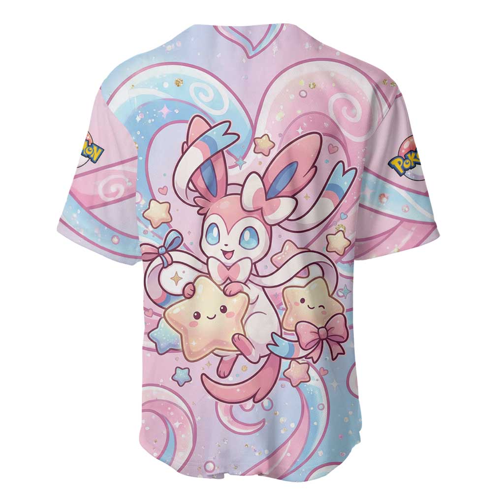 Sylveon Baseball Jersey Magical Pastel Heart Ribbon Art