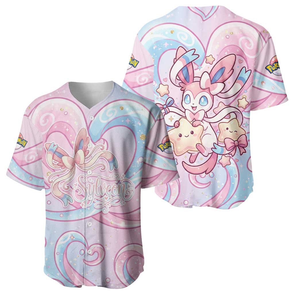 Sylveon Baseball Jersey Magical Pastel Heart Ribbon Art