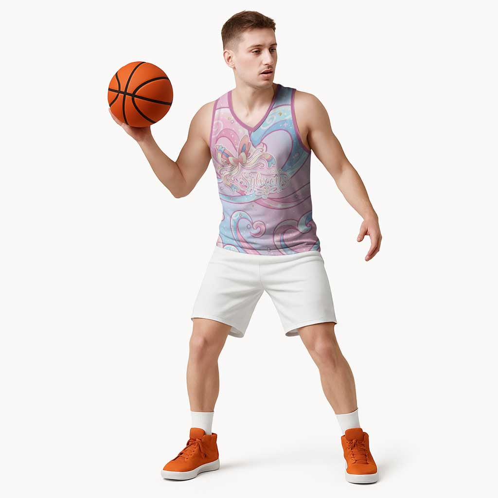 Sylveon Basketball Jersey Magical Pastel Heart Ribbon Art