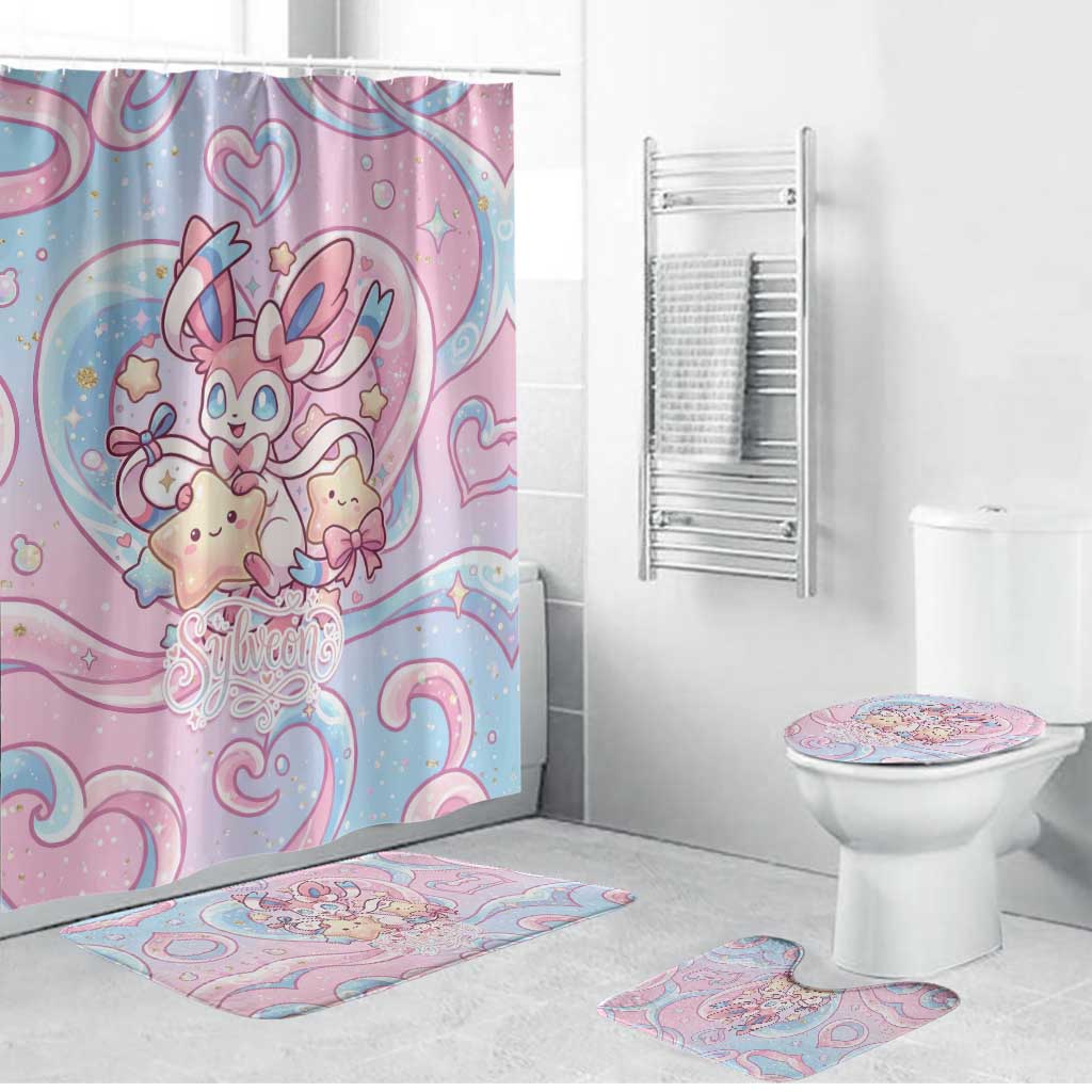 Sylveon Bathroom Set Magical Pastel Heart Ribbon Art