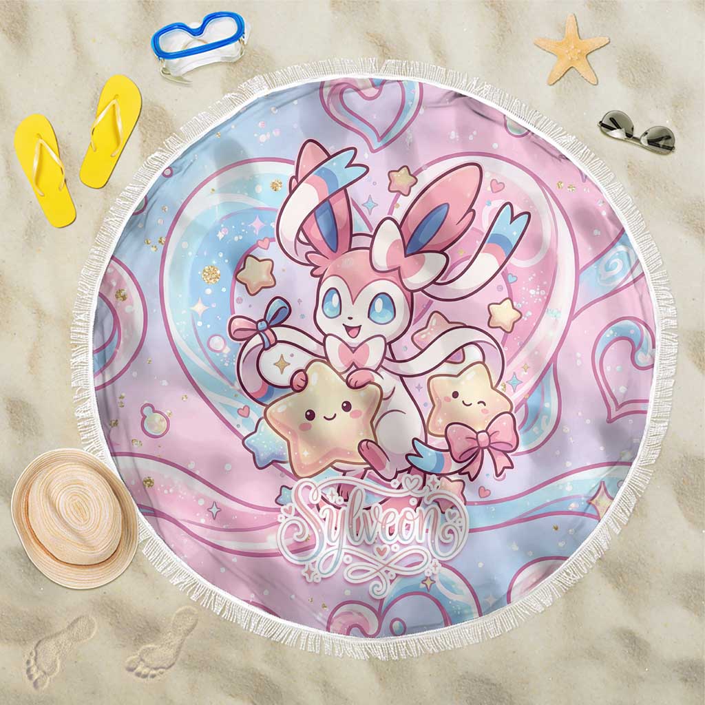 Sylveon Beach Blanket Magical Pastel Heart Ribbon Art