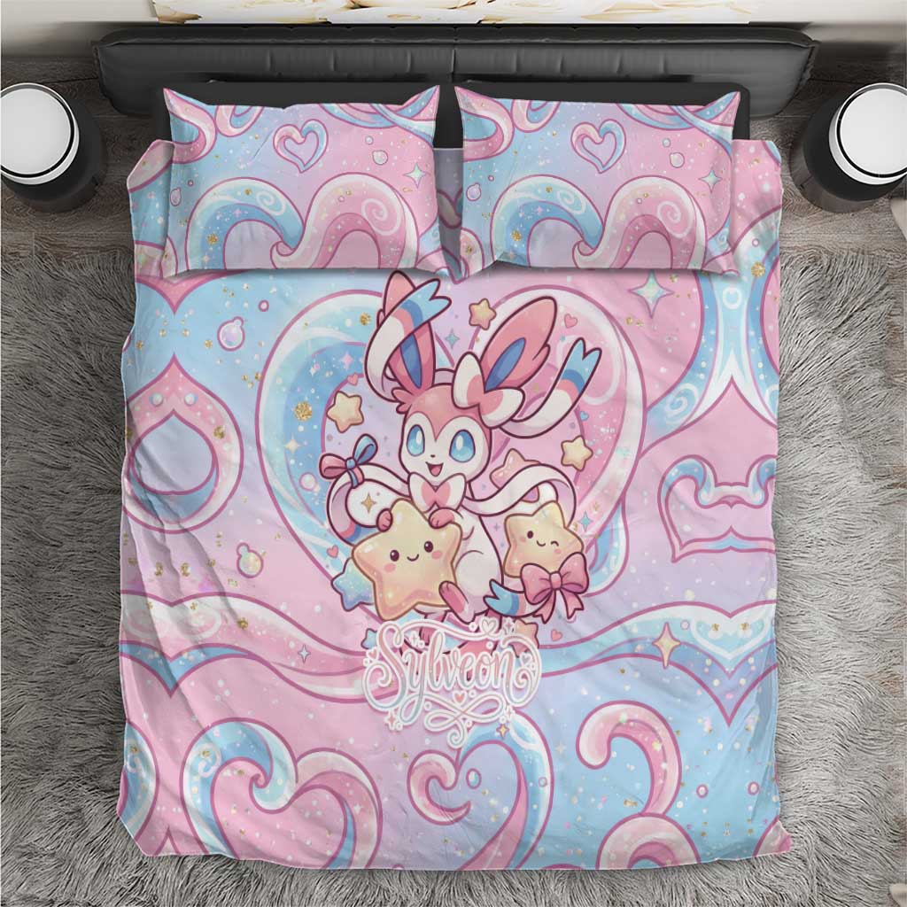 Sylveon Bedding Set Magical Pastel Heart Ribbon Art