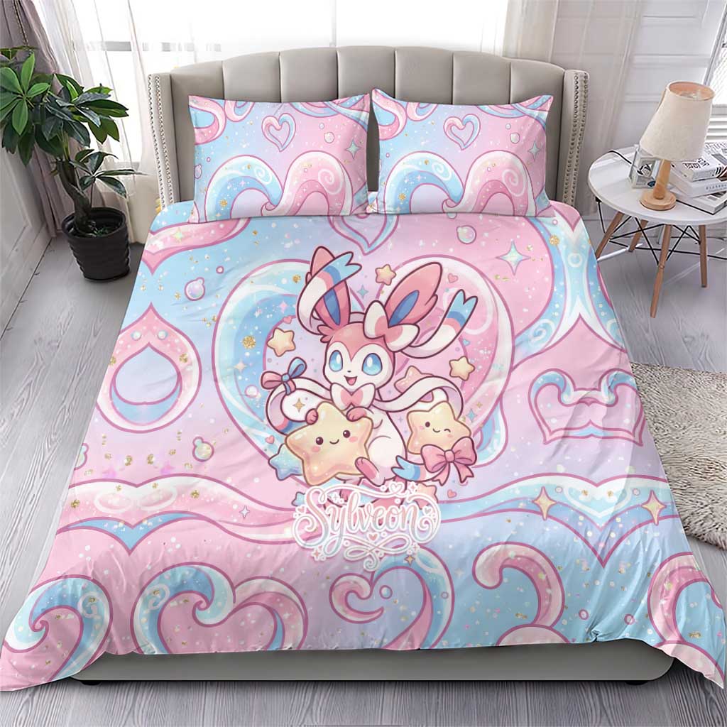 Sylveon Bedding Set Magical Pastel Heart Ribbon Art
