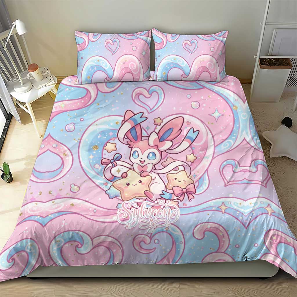 Sylveon Bedding Set Magical Pastel Heart Ribbon Art