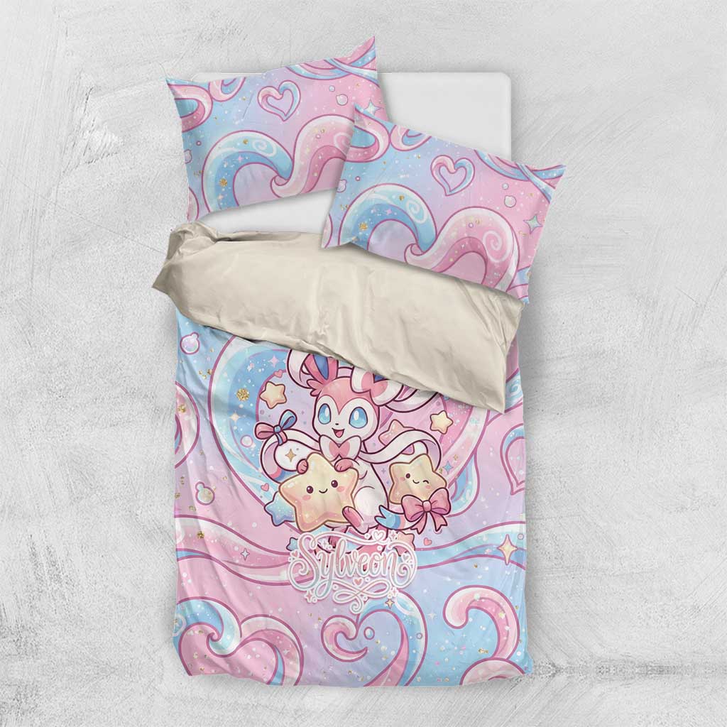 Sylveon Bedding Set Magical Pastel Heart Ribbon Art