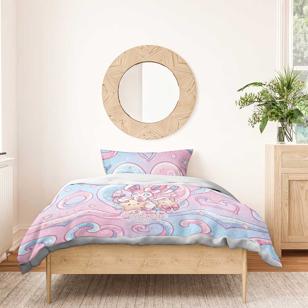 Sylveon Bedding Set Magical Pastel Heart Ribbon Art