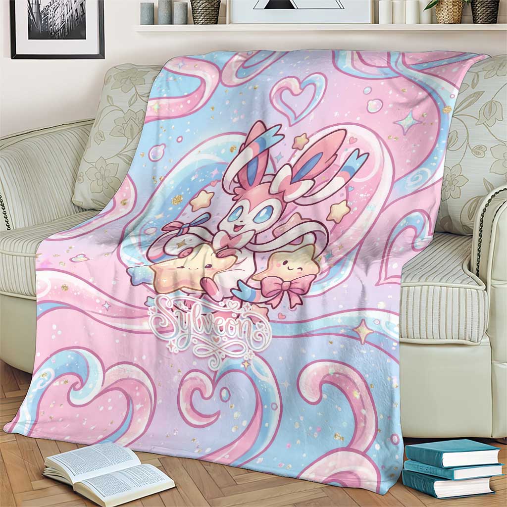 Sylveon Blanket Magical Pastel Heart Ribbon Art