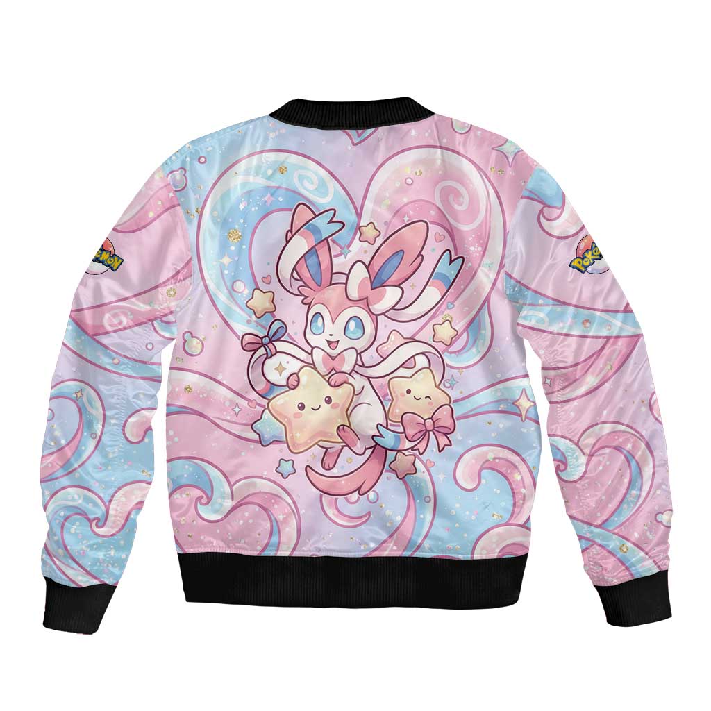 Sylveon Bomber Jacket Magical Pastel Heart Ribbon Art