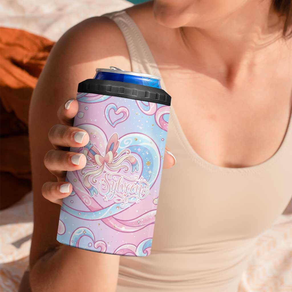 Sylveon 4 in 1 Can Cooler Tumbler Magical Pastel Heart Ribbon Art