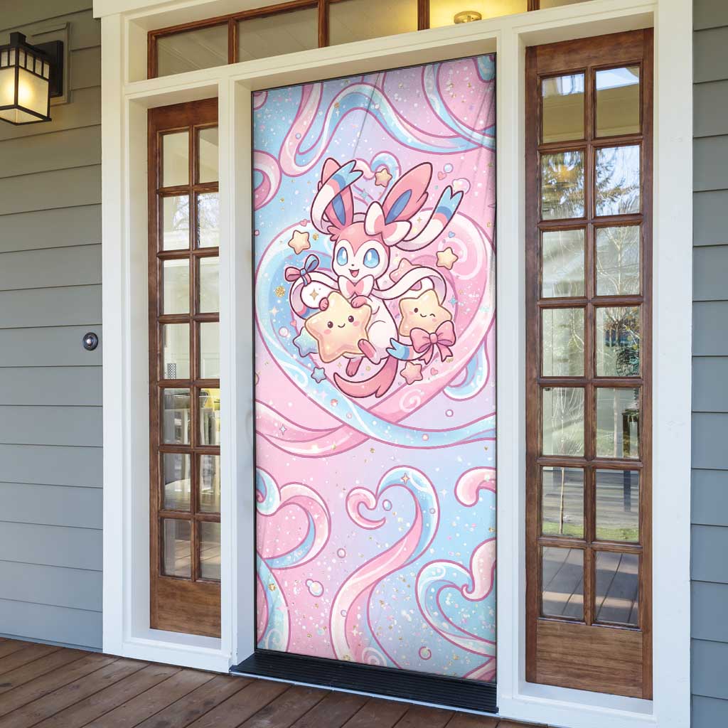 Sylveon Door Cover Magical Pastel Heart Ribbon Art