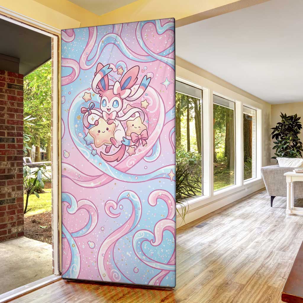 Sylveon Door Cover Magical Pastel Heart Ribbon Art
