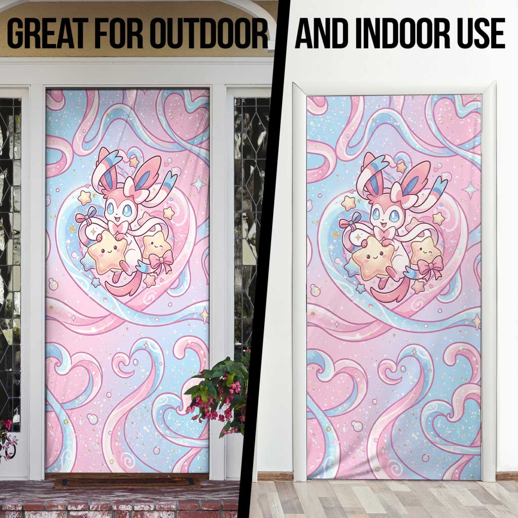 Sylveon Door Cover Magical Pastel Heart Ribbon Art