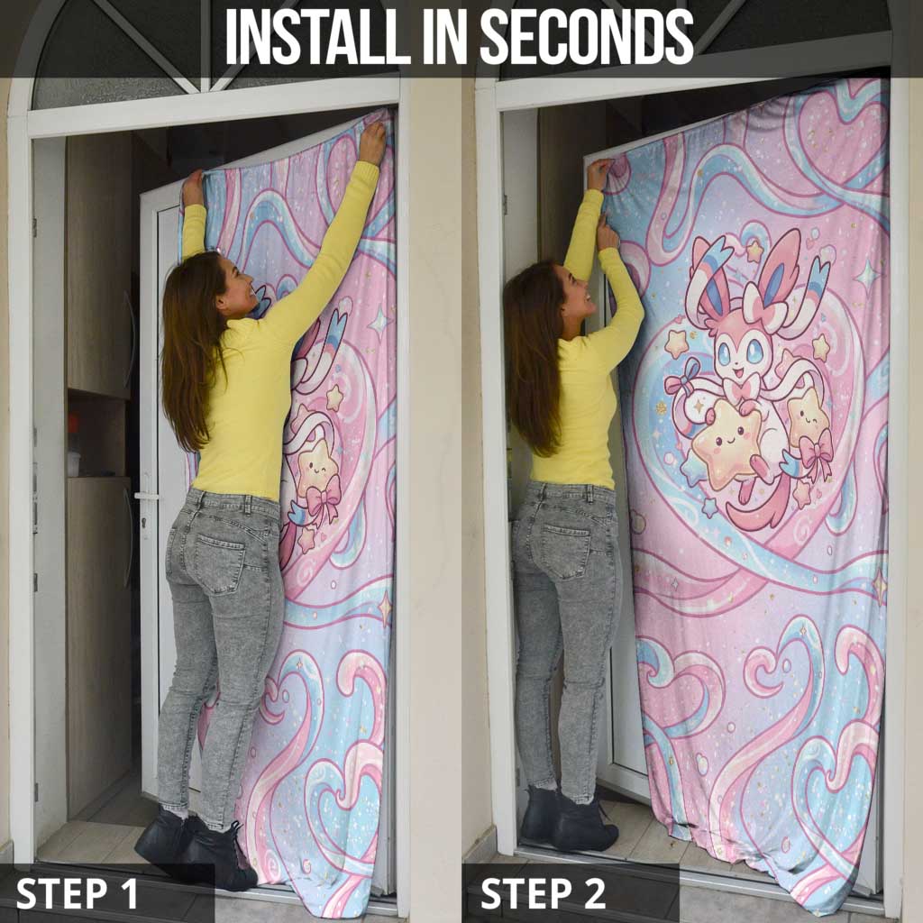 Sylveon Door Cover Magical Pastel Heart Ribbon Art