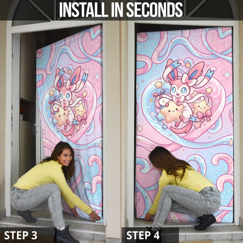 Sylveon Door Cover Magical Pastel Heart Ribbon Art