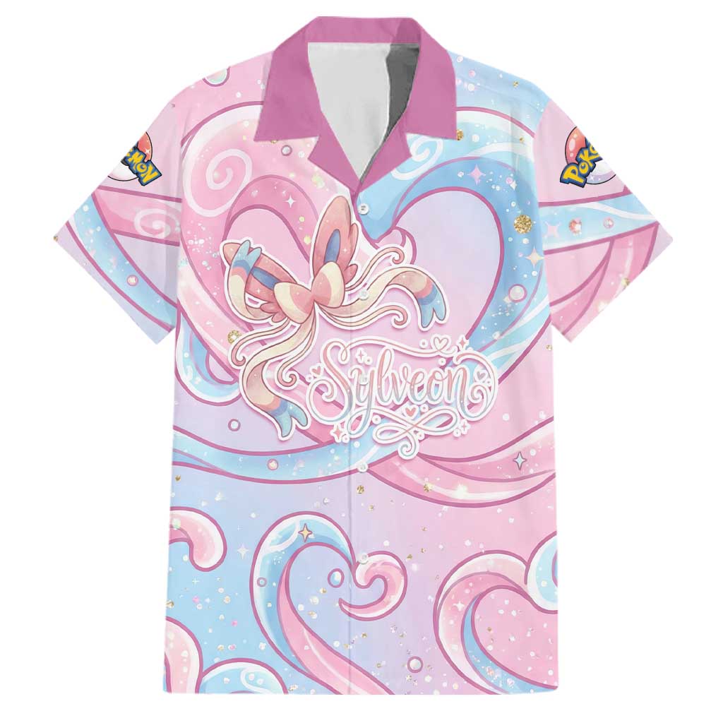 Sylveon Family Matching Mermaid Dress and Hawaiian Shirt Magical Pastel Heart Ribbon Art