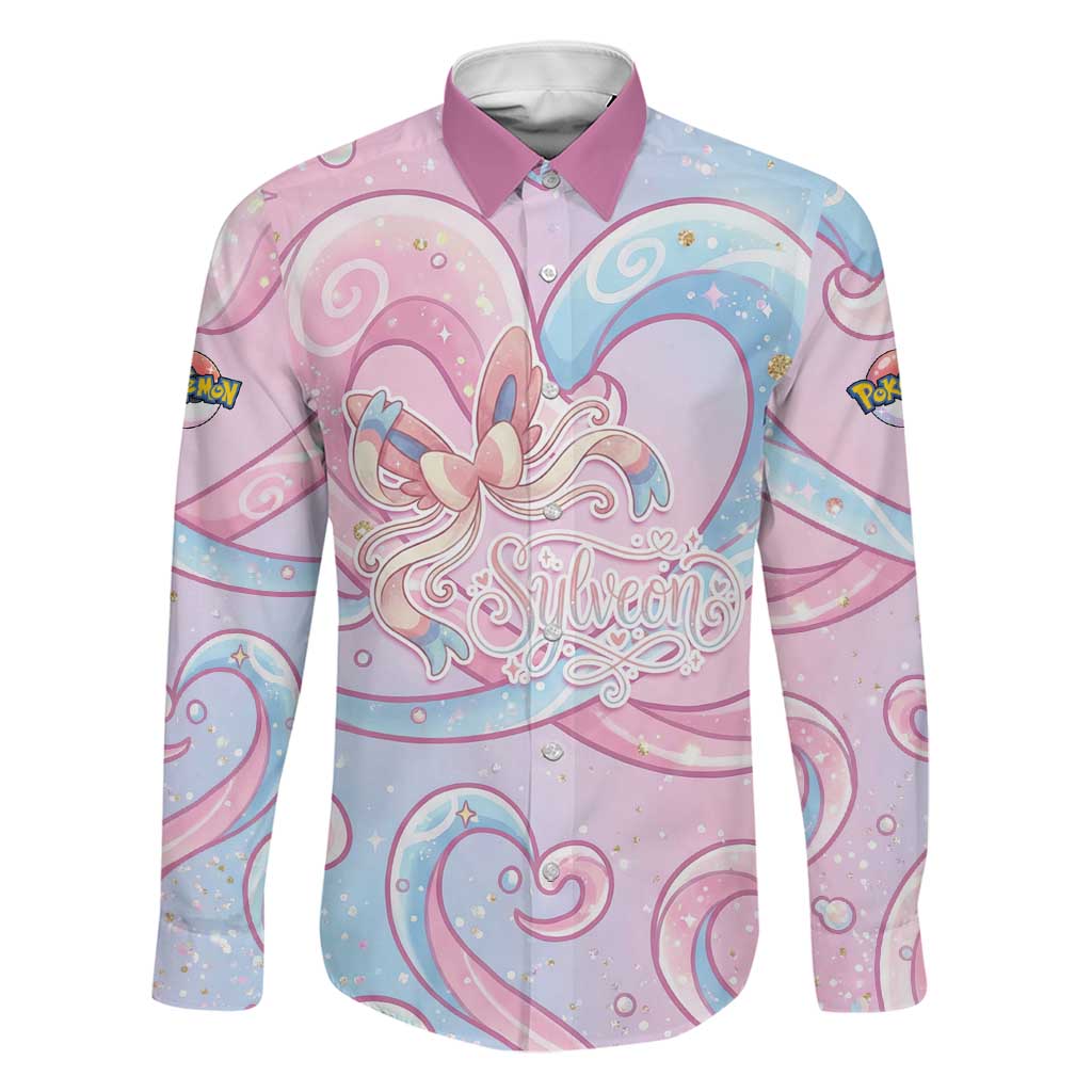 Sylveon Family Matching Short Sleeve Bodycon Dress and Hawaiian Shirt Magical Pastel Heart Ribbon Art