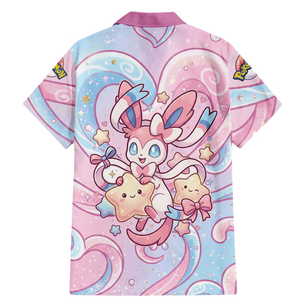 Sylveon Family Matching Summer Maxi Dress and Hawaiian Shirt Magical Pastel Heart Ribbon Art