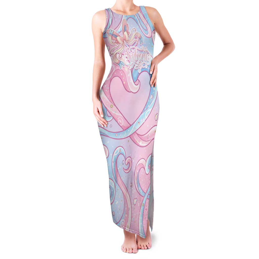 Sylveon Family Matching Tank Maxi Dress and Hawaiian Shirt Magical Pastel Heart Ribbon Art