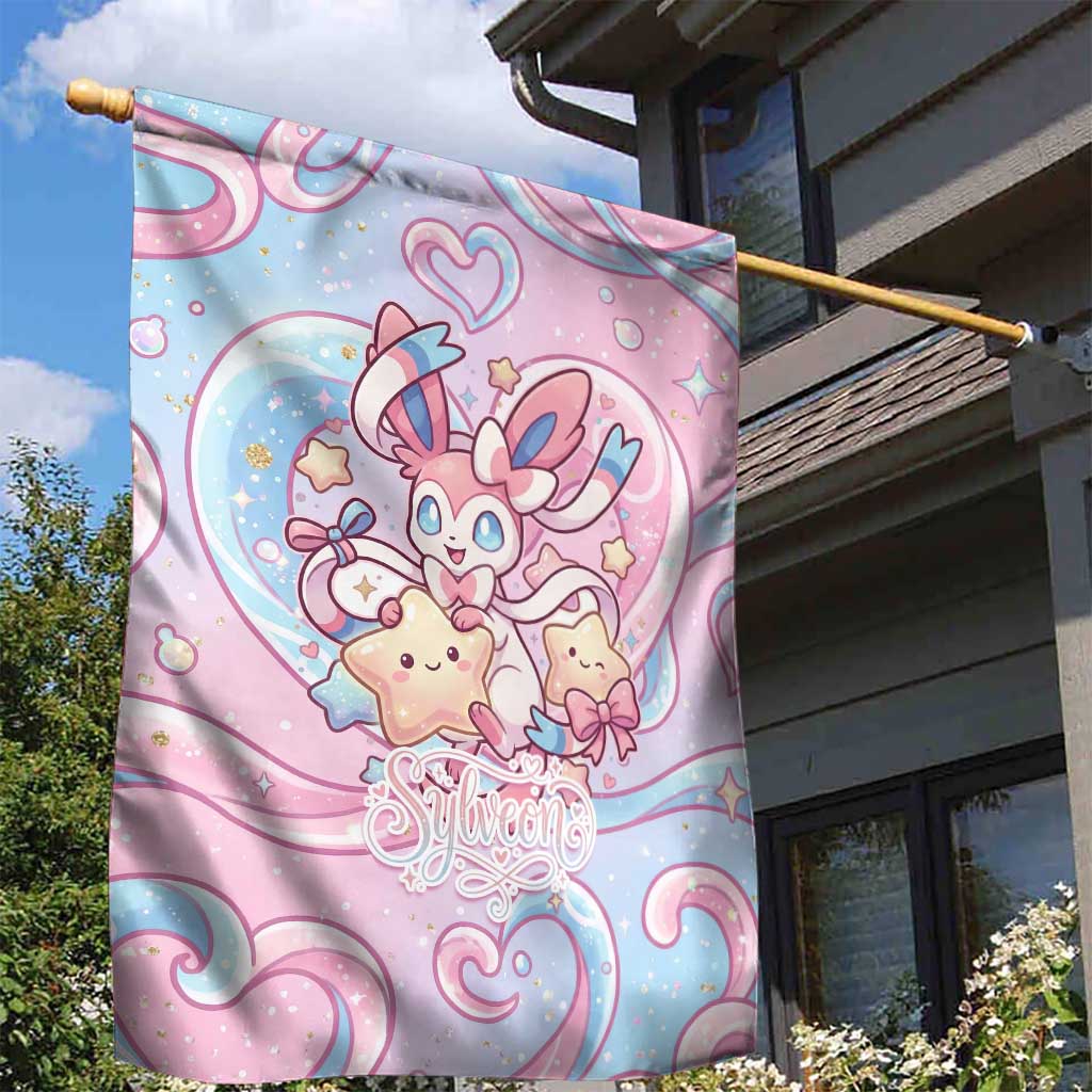 Sylveon Garden Flag Magical Pastel Heart Ribbon Art
