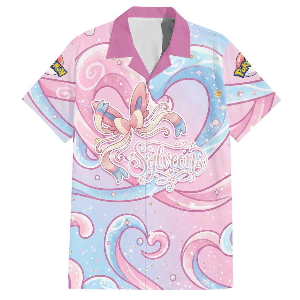 Sylveon Hawaiian Shirt Magical Pastel Heart Ribbon Art